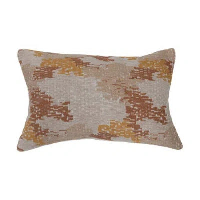 Storied Home Woven Cotton Blend Jacquard Lumbar Pillow In Brown