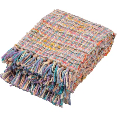 Storied Home Woven Cotton Blend Throw With Fringe, Multicolor