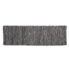 Storied Home Woven Cotton Chindi And Leather Floor Runner Rug In Gray