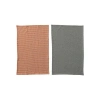 Storied Home Woven Cotton Dobby Tea Towels, Orange And Charcoal, Set Of 2 In Orange