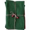 Storied Home Woven Cotton Double Cloth Tea Towels With String And Bells, Multicolor, Set Of 3 In Green