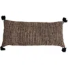 Storied Home Woven Cotton Lumbar Pillow In Brown