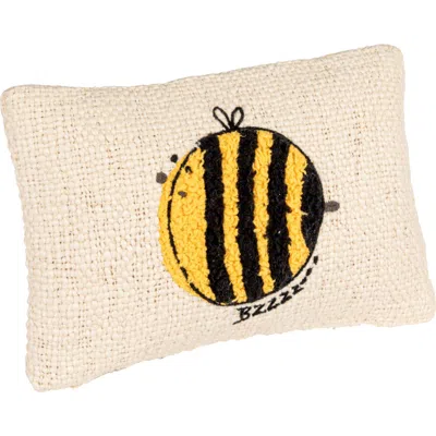 Storied Home Woven Cotton Lumbar Pillow With Embroidered Bee Design In Neutral