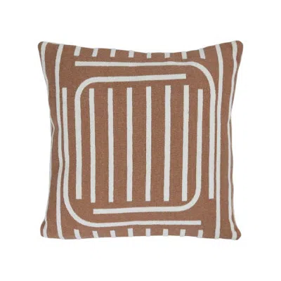 Storied Home Woven Cotton Reversible Pillow With Lines In Brown