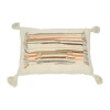 Storied Home Woven Cotton Slub Lumbar Pillow With Applique, Fringe And Tassels In White