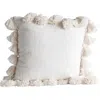 Storied Home Woven Cotton Slub Pillow With Tassels, Cream In White