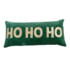 Storied Home Woven Cotton Velvet Quilted Lumbar Pillow With Appliqued "ho Ho Ho", Green And Gold Col In Green