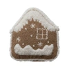 Storied Home Woven Fabric Bouclé Gingerbread House Shaped Pillow With Embroidery, Brown And Natural In Brown