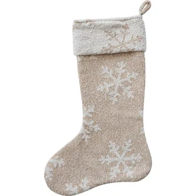 Storied Home Woven Fabric Jacquard Stocking With Snowflake Pattern, Beige And Natural In Neutral