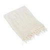Storied Home Woven Linen Throw Blanket With Stripes And Fringe In White