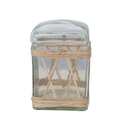 Storied Home Wrapped Glass Jar With Lid In Transparent