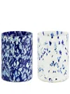 Stories Of Italy Blue And White Macchia Glass Tumbler Set In Blue