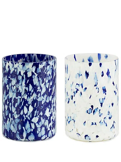 Stories Of Italy Blue And White Macchia Glass Tumbler Set