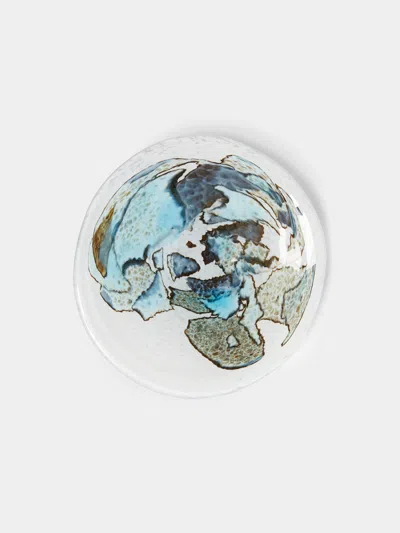 Stories Of Italy Hand-blown Murano Glass Dessert Plates (set Of 2)  Abask Gift Set In Blue