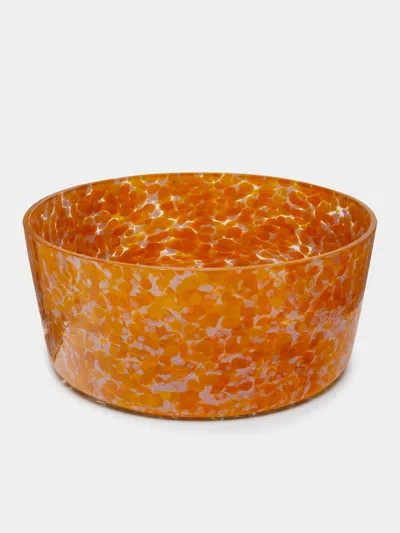 Stories Of Italy Macchia Su Macchia Hand-blown Murano Glass Large Bowl  Abask Luxury Gift In Orange