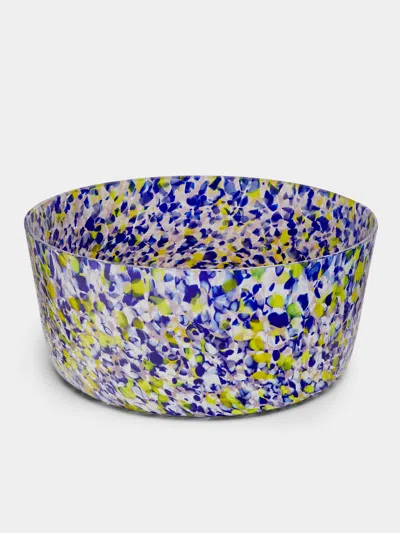 Stories Of Italy Macchia Su Macchia Hand-blown Murano Glass Large Bowl  Abask Luxury Gift In Blue