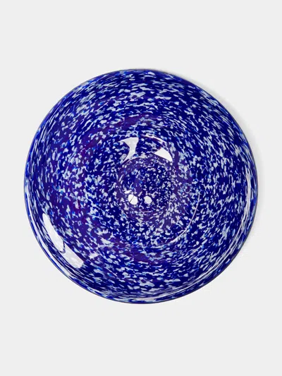 Stories Of Italy Macchia Su Macchia Hand-blown Murano Glass Large Tray  Abask Luxury Gift In Blue
