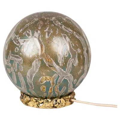 Pre-owned Stories Of Italy Murano Glass Denim Crown Lamp By  In Brown