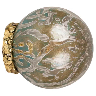 Pre-owned Stories Of Italy Murano Glass Denim Crown Wall Lamp By  In Brown