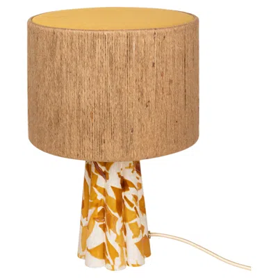 Pre-owned Stories Of Italy Murano Glass Karkadè Bucket Lamp With Rope/cotton Lampshade By  In Brown