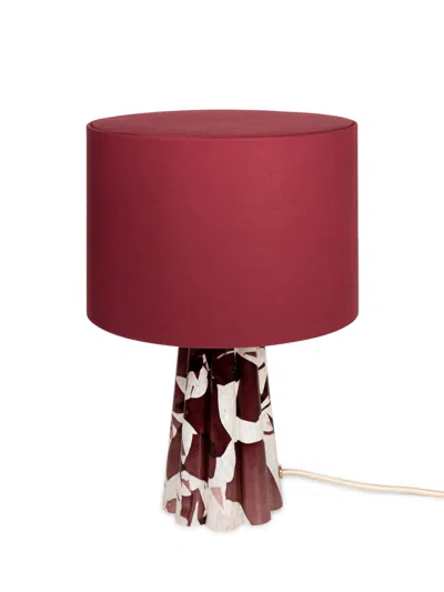 Pre-owned Stories Of Italy Murano Glass Purple Bucket Lamp With Cotton Lampshade By