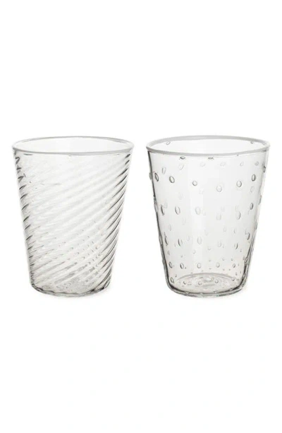 Stories Of Italy Set Of 2 Mismatched Ultralight Murano Glass Tumblers In White