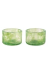 STORIES OF ITALY SET OF 2 WATERCOLOR JADE TEALIGHT CANDLEHOLDERS