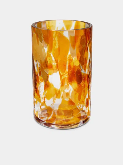 Stories Of Italy Topaz Hand-blown Murano Glass Vase  Abask Luxury Gift In Orange