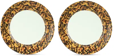 Stories Of Italy White & Yellow Plain Plate Set In Leopardo