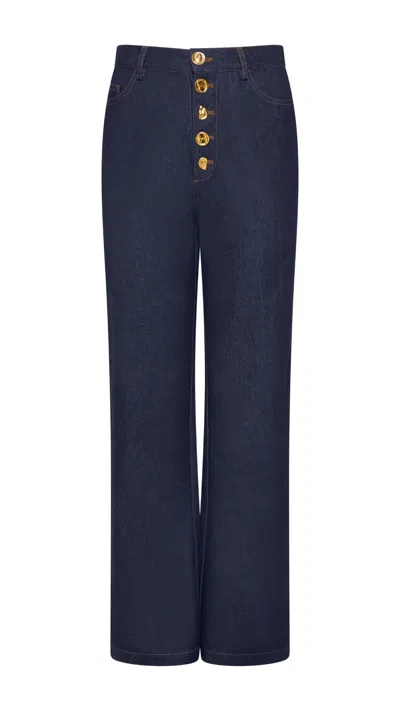 Storm Label Blue Dark Denim Button Jeans