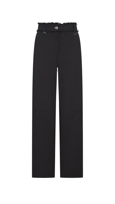 Storm Label Women's Black Straight Leg Curl Button Pant