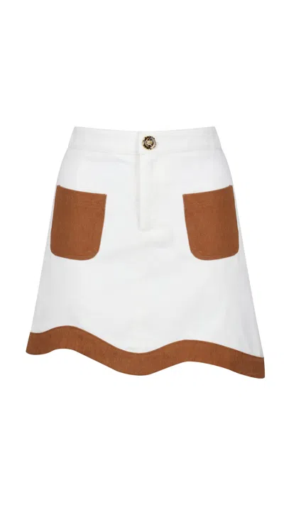 Storm Label Women's Neutrals / Brown Dual Cream & Brown Denim Skirt