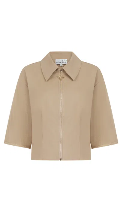 Storm Label Women's Neutrals Sand Utility Gold Zipper Shirt
