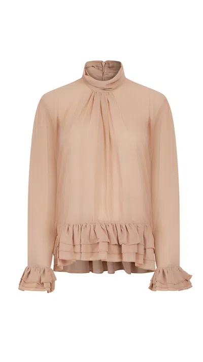 Storm Label Women's Neutrals Tinted Rose, Ruffle Top
