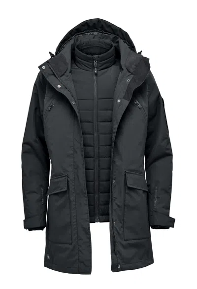 Pre-owned Stormtech Fairbanks 5-in-1 Parka Pxr-2 - Dual Hand Pockets In Black