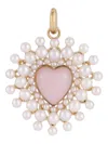 Storrow Jewelry 14k Yellow Gold Juliana Pearl And Opal Heart-shaped Pendant In Pink