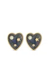 Storrow Jewelry 14kt Yellow Gold Heart Labradorite Earrings In Black