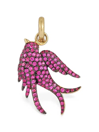 Storrow Jewelry Birdie Ruby Charm In Gold