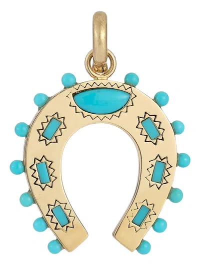 Storrow Jewelry Holly Horseshoe Turquoise Pendant In Gold