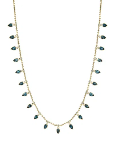 Storrow Jewelry Pearl Diamond Topaz Beaded Collar Necklace In Gold