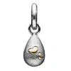 Story Jewellery Gold Plate Heart Drop Charm In Rhodium Silver