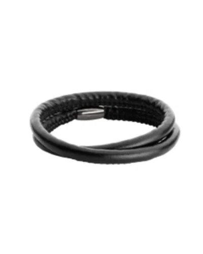 Story Jewellery Lambskin Single Strand, Triple Wrap Bracelet In Dark Grey In Gray
