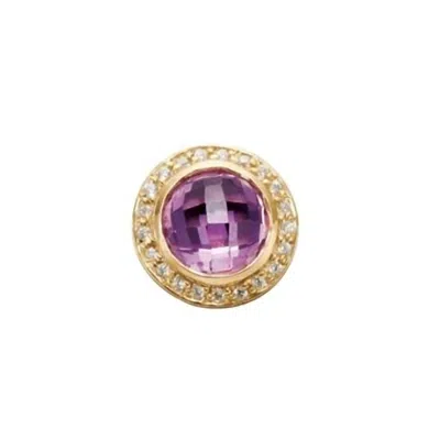 Story Jewellery Women's Faceted Amethyst Button In Gold Plated In Purple