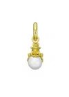 Story Jewellery Women's Frog With White Pearl Charm Pendant In Gold Plate