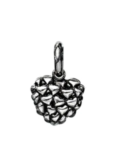 Story Jewellery Women's Heart Studded Dangle Charm Pendant In Rhodium Plate Silver In Multi
