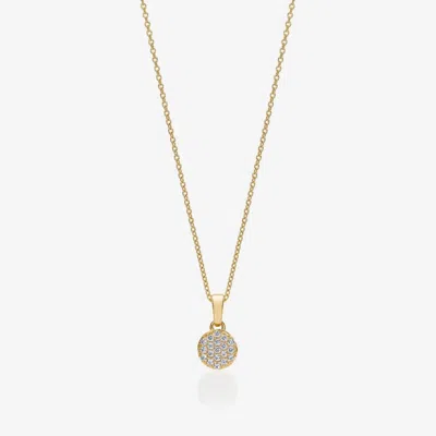 Story Jewellery Women's Pave Button Necklace In Gold In Silver