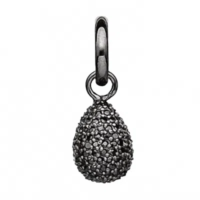 Story Jewellery Women's Pave Sparkle Drop Charm Pendant In Silver Black