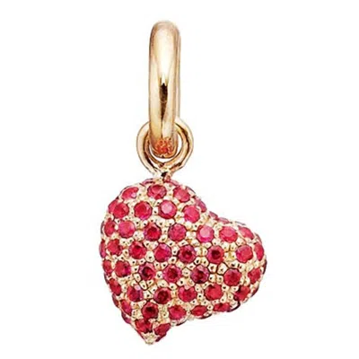 Story Jewellery Women's Sparkle Pavé Heart Charm Pendant In Gold Plated/red Cz