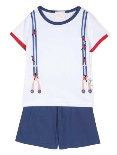 Story Loris Kids' Braces-print Pyjama Set In White