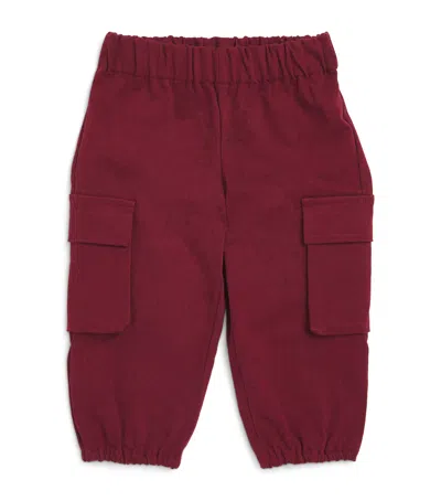 Story Loris Kids' Cotton Cargo Trousers In Burgundy